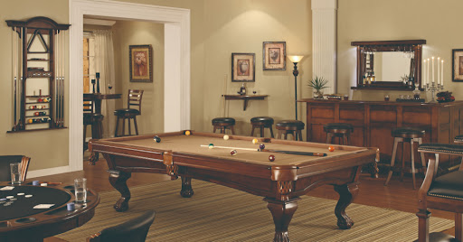 billiard table in a game room