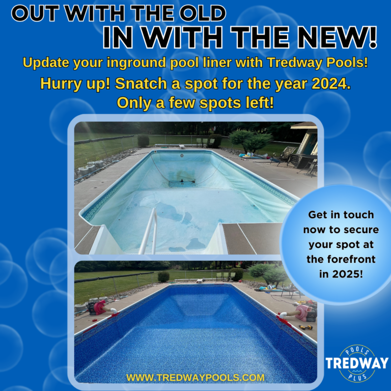 Enhance your inground pool with a new liner from Tredway! We have a few spots left for 2024 and are already adding bookings for 2025! Contact us today!